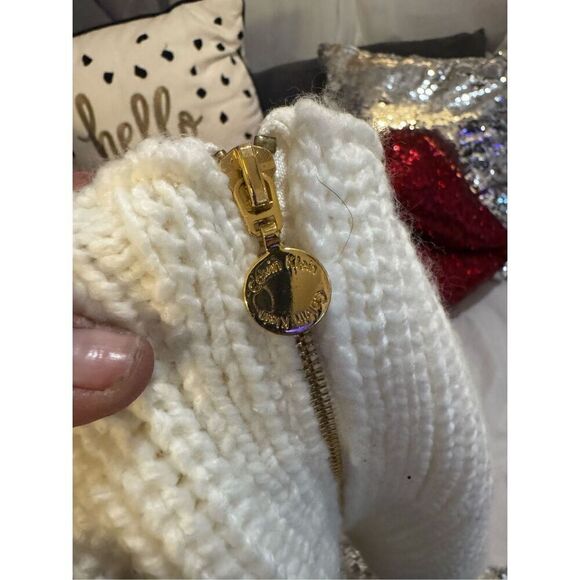 Calvin klein zippered cream Knit & gold scarf neck Snood - Picture 2 of 4